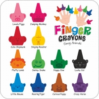 Kredki świecowe zwierzątka na palec 12 kolorów Colorino Kids 66174