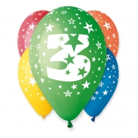 BALONY KOLOROWE Z NADRUKIEM 5 SZT - CYFRA