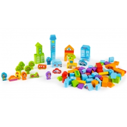 Drewniane klocki edukacyjne miasto 100 szt. sorter ECOTOYS