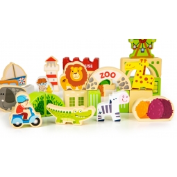 Drewniane klocki edukayjne miasto zoo 120 el. ECOTOYS