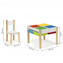 Drewniane meble dla dzieci zestaw stół +2 krzesła ECOTOYS