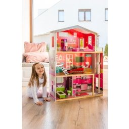 Duży drewniany domek z windą dla lalek - Rezydencja Malibu ECOTOYS