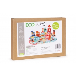 Drewniane klocki edukacyjne miasto zestaw mata 88 klocków ECOTOYS