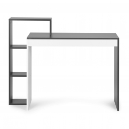 Biurko komputerowe biurowe biało-szare stół + regał 4 półki