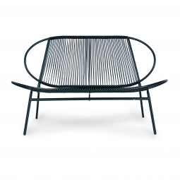 Komplet mebli ogrodowych z rattanu metalu krzesła ławka i stolik czarny