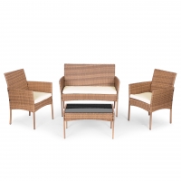 Komplet mebli ogrodowych z technorattanu kanapa stolik fotele brązowy