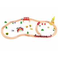 Drewniana kolejka tor pociąg na baterie ECOTOYS