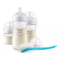 AVENT SCD837/12 Zestaw 3 Responsywnych butelek Natural + szczotka do butelek