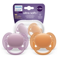 AVENT SCF091/33 Smoczek Ultra Soft 6-18m pomarańcz/fiolet