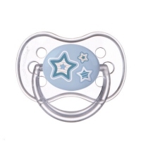 CANPOL 22/563 Smoczek uspokajający silikonowy okrągły 6-18 m-cy NEWBORN BABY niebieski