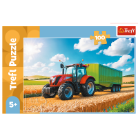 TREFL 16494 Puzzle 100 Maszyny rolnicze - traktor z przyczepą