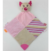 BABY MIX STK-18984 Przytulanka z gryzakiem kotek różowy (szeleścik) 37192