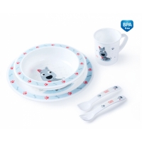 CANPOL 4/401 Plastikowy zestaw stołowy Cute Animals piesek niebieski