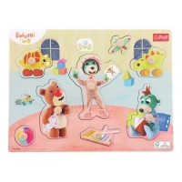 TREFL 61629 Zabawka drewniana - Puzzle medium Bobaski i Miś