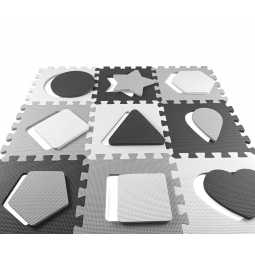 MILLY MALLY 5613  Mata piankowa puzzle 25szt. Jolly 3x3 Shapes - grey