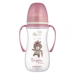 CANPOL 35/241 Butelka antykolkowa 300 ml EasyStart Bonjour Paris różowa