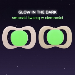 B.BOX BB300811 Smoczek silikonowy symetryczny 6m+ 2 szt glow in the dark róż/latte