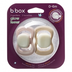 B.BOX BB300811 Smoczek silikonowy symetryczny 6m+ 2 szt glow in the dark róż/latte