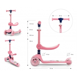 MILLY MALLY 5754 Hulajnoga Scooter FUZZY pink