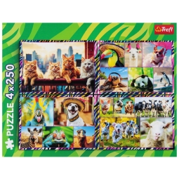TREFL 13313 Puzzle 4x250 Zabawne zwierzaki