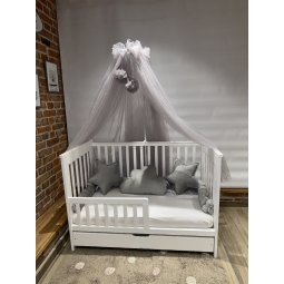 DREWEX Łóżeczko tapczanik IVE biały + szuflada