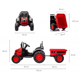 MILLY MALLY 5741 Pojazd na akumulator Traktor z przyczepą Farmer Red