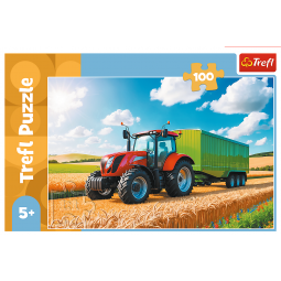 TREFL 16494 Puzzle 100 Maszyny rolnicze - traktor z przyczepą