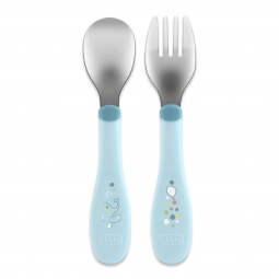 CHICCO 00016102250000 Sztućce metalowe niebieskie 18m+