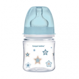 CANPOL 35/216 Butelka szerokootworowa antykolkowa Easystart Newborn Baby 120ml niebieskie gwiazdki
