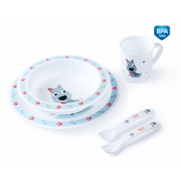 CANPOL 4/401 Plastikowy zestaw stołowy Cute Animals piesek niebieski