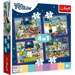 TREFL 34370 Puzzle 4w1 Wieczorne rytuały Treflików*