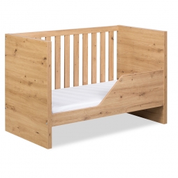 KLUPŚ Łóżeczko AMELIA dąb z barierką 120x60