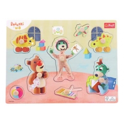 TREFL 61629 Zabawka drewniana - Puzzle medium Bobaski i Miś
