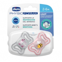 CHICCO 00071037110000 Smoczek PHYSIO LIGHT 2-6M sil 2 szt róż