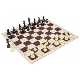 Szkolny Zestaw szachowy (figury dociążane metalem + szachownica rolowana)