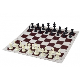Zestaw TURNIEJOWY 2 (1x figury obciążane + szachownica rolowana + zegar szachowy + torba)