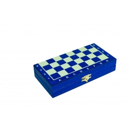 Szachy drewniane MAGNETYCZNE mini (20cm) - niebieskie