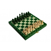 Szachy drewniane Szkolne Mini - zielone
