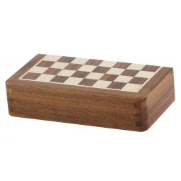 Szachy MAGNETYCZNE mini z intarsjowaną szachownicą 18 cm