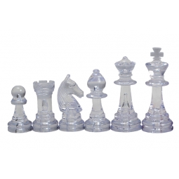 Figury szachowe Staunton nr 6, transparentno-bursztynowe (król 96 mm)