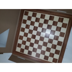 Dwustronna deska: Szachy + 100 polowe warcaby francuskie, (54x54cm), mahoń/jawor (intarsja)