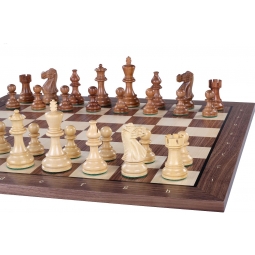 Deska szachowa nr 5 (z opisem) z czarną ramką orzech/klon (intarsja) - Ekskluzywna