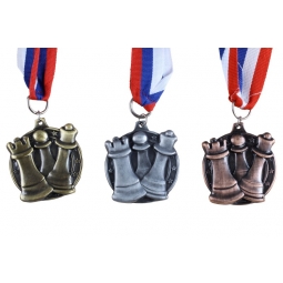 Zestaw 3 medali szachowych  - złoty/srebrny/brązowy - medal okrągły