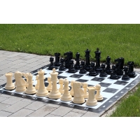 Mały zestaw do szachów plenerowych / ogrodowych (król 20 cm) - figury + szachownica winylowa