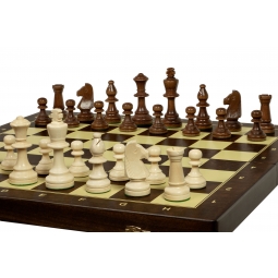 Szachy treningowe  drewniane 48 cm dociążane metalem (pole 50 mm, król 90 mm)
