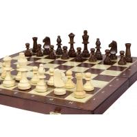 Szachy treningowe  drewniane 48 cm dociążane metalem (pole 50 mm, król 90 mm)