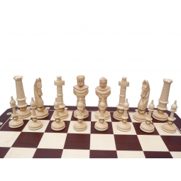 Stolik szachowy z figurami (wysokość 75 cm, wysokość króla 130 mm)