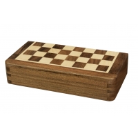 Szachy MAGNETYCZNE mini z intarsjowaną szachownicą 18 cm - ODWRÓCONE