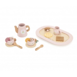 Viga 44267 PolarB Drewniany zestaw do kawy i herbaty - pink