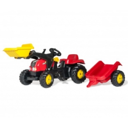Rolly Toys 023127 Traktor Rolly Kid z łyżka i przyczepa Czerwony